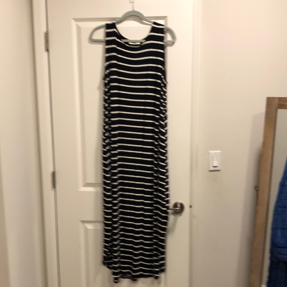 Black and white striped maxi dress